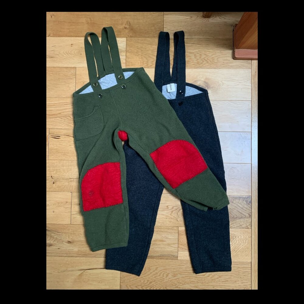 DISANA Organic Boiled Merino Wool Dungarees 2 Pairs Unisex Sz 6-8
